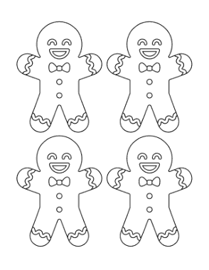 Gingerbread Man Cute Icing Small Coloring Template