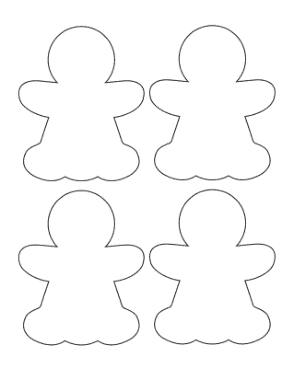 Gingerbread Man Girl Blank Small Coloring Template
