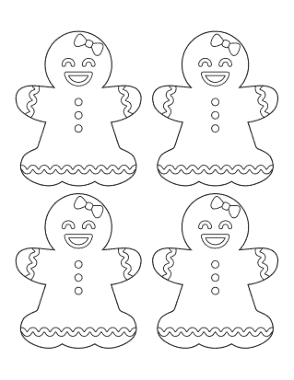 Gingerbread Man Girl Icing Small Coloring Template