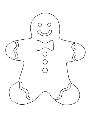 Gingerbread Man With Icing Large Coloring Template