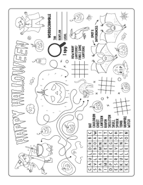 Free Download PDF Books, Halloween Activity Sheet Coloring Template