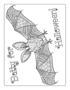 Halloween Adult Bat Flying Coloring Template