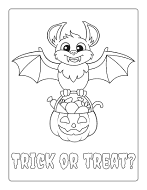 Halloween Bat Pumpkin Trick Or Treat Coloring Template