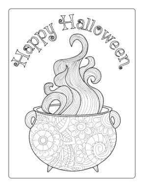 Halloween Cauldron Vapor Intricate Coloring Template