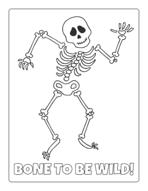 Halloween Dancing Skeleton Bones Coloring Template