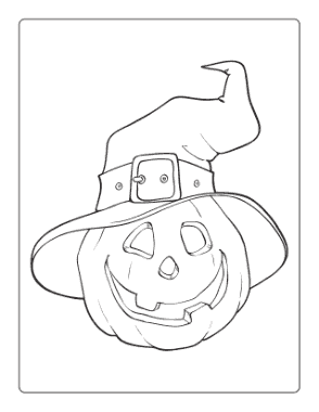 Halloween Pumpkin Witches Hat Coloring Template