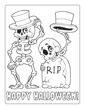 Halloween Skeleton Headstone Skull Coloring Template