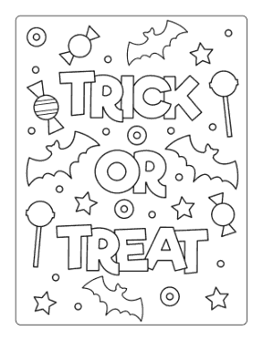 Halloween Trick Or Treat Candy Bats Coloring Template