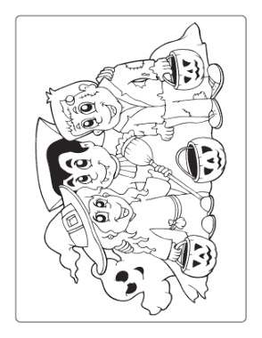 Halloween Trick Treat Ghost Witch Vampire Monster Coloring Template