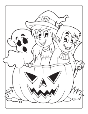 Halloween Witch Ghost Vampire Pumpkin Coloring Template