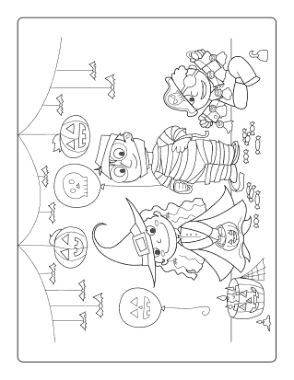 Halloween Witch Mummy Pirate Coloring Template