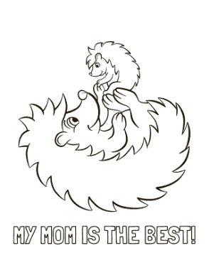 Mothers Day Best Mom Baby Hedgehogs Cute Coloring Template