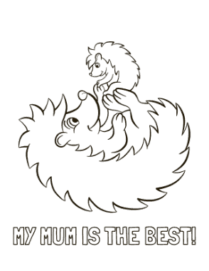 Mothers Day Best Mum Baby Hedgehogs Cute Coloring Template