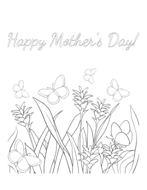 Mothers Day Butterflies Grass Coloring Template