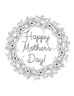Mothers Day Flower Wreath Coloring Template
