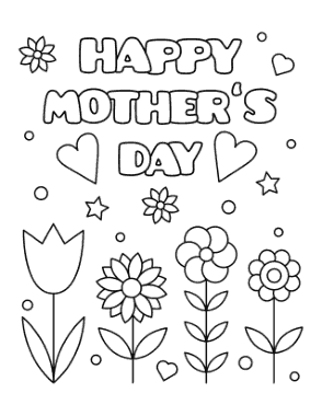 Mothers Day Flowers Hearts Circles Coloring Template