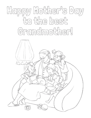 Mothers Day Grandmother Coloring Template