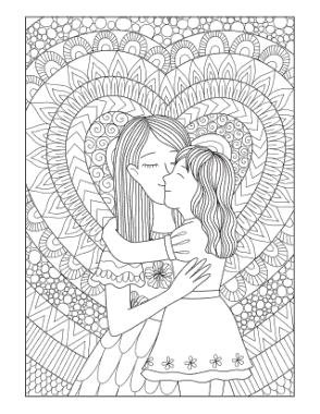 Mothers Day Mother Daughter Detailed Doodle Teens Coloring Template