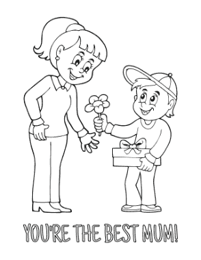Mothers Day Son Flower To Best Mum Coloring Template