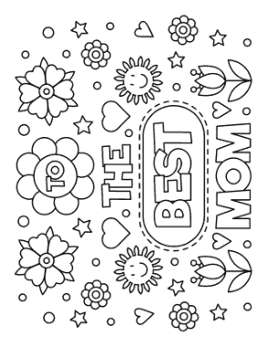 Mothers Day To The Best Mom Coloring Template