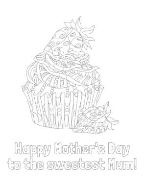 Mothers Day To The Sweetest Mum Cupcake Coloring Template
