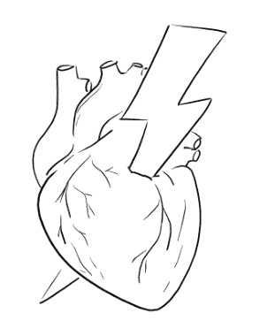 Heart Anatomical Heart Lightening Bolt Coloring Template