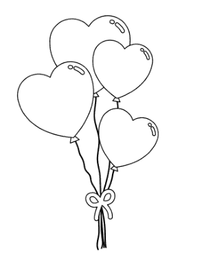 Free Download PDF Books, Heart Balloons Coloring Template