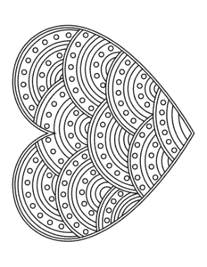 Heart Curved Striped Pattern for Adults Coloring Template