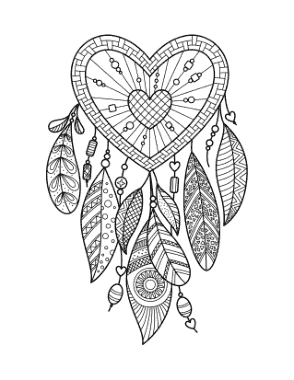 Heart Intricate Heart Dream Catcher for Adults Coloring Template