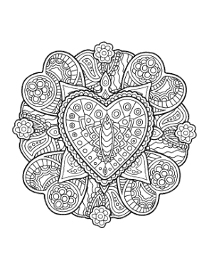 Heart Intricate Patterned Hearts for Adults Coloring Template