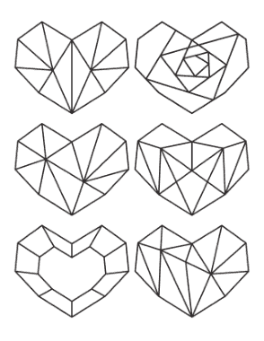 Heart Mini Geometric Hearts Coloring Template