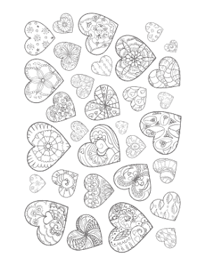 Heart Mini Hearts Doodle Page Coloring Template