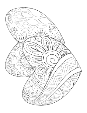 Heart Patterned Pair of Hearts for Adults Coloring Template