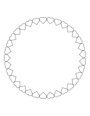 Heart Round Border Made of Hearts Coloring Template