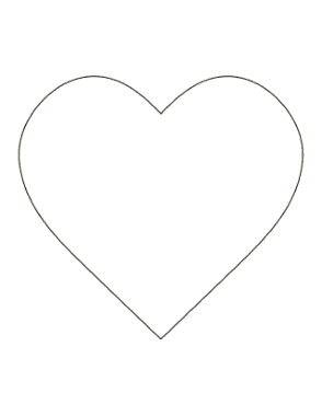 Heart Simple Classic Outline Large Coloring Template