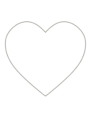 Heart Simple Rounded Outline Large Coloring Template