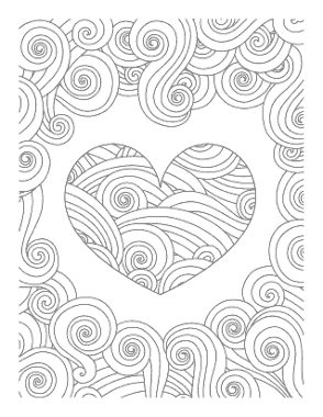 Heart Swirly Pattern for Adults Coloring Template