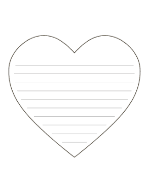 Heart With Lines for Writing Large Coloring Template