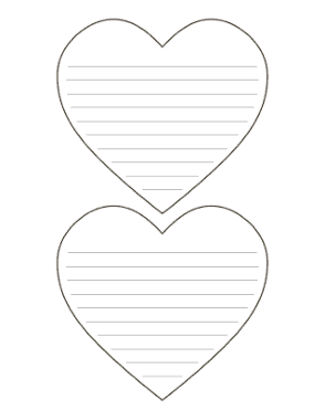 Heart With Lines for Writing Medium Coloring Template