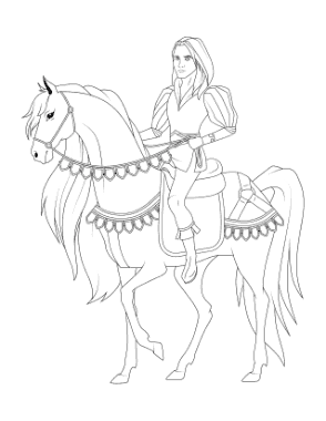 Horse Prince Riding Elegant Horse Coloring Template
