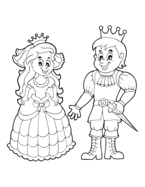 Prince Princess Cartoon Coloring Template