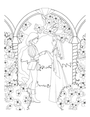 Prince Princess Holding Hands Coloring Template