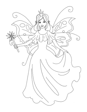 Princess Butterfly Winged Fairy Coloring Template