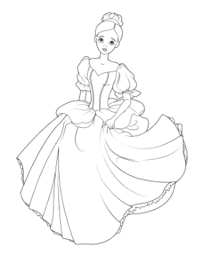 Princess Cinderella Running Coloring Template