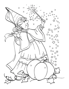 Free Download PDF Books, Princess Fairy Godmother Cinderella Pumpkin Coloring Template