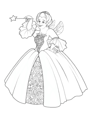 Free Download PDF Books, Princess Fairy Godmother Coloring Template