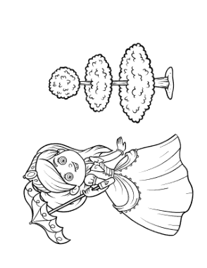Princess Walking In The Garden Coloring Template