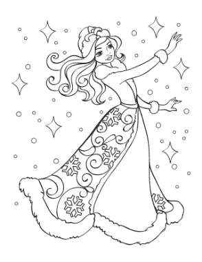 Winter Snow Princess Coloring Template