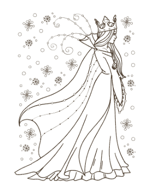 Winter Snow Queen Coloring Template