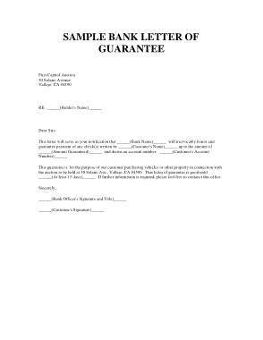 Bank Payment Guarantee Letter Template